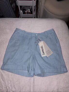 Lavand Light Blue Tailored Linen-Blend Bermuda Shorts